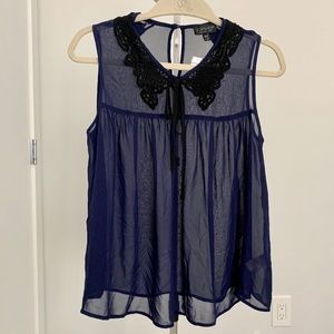 Topshop Navy Top - US 6, UK 10